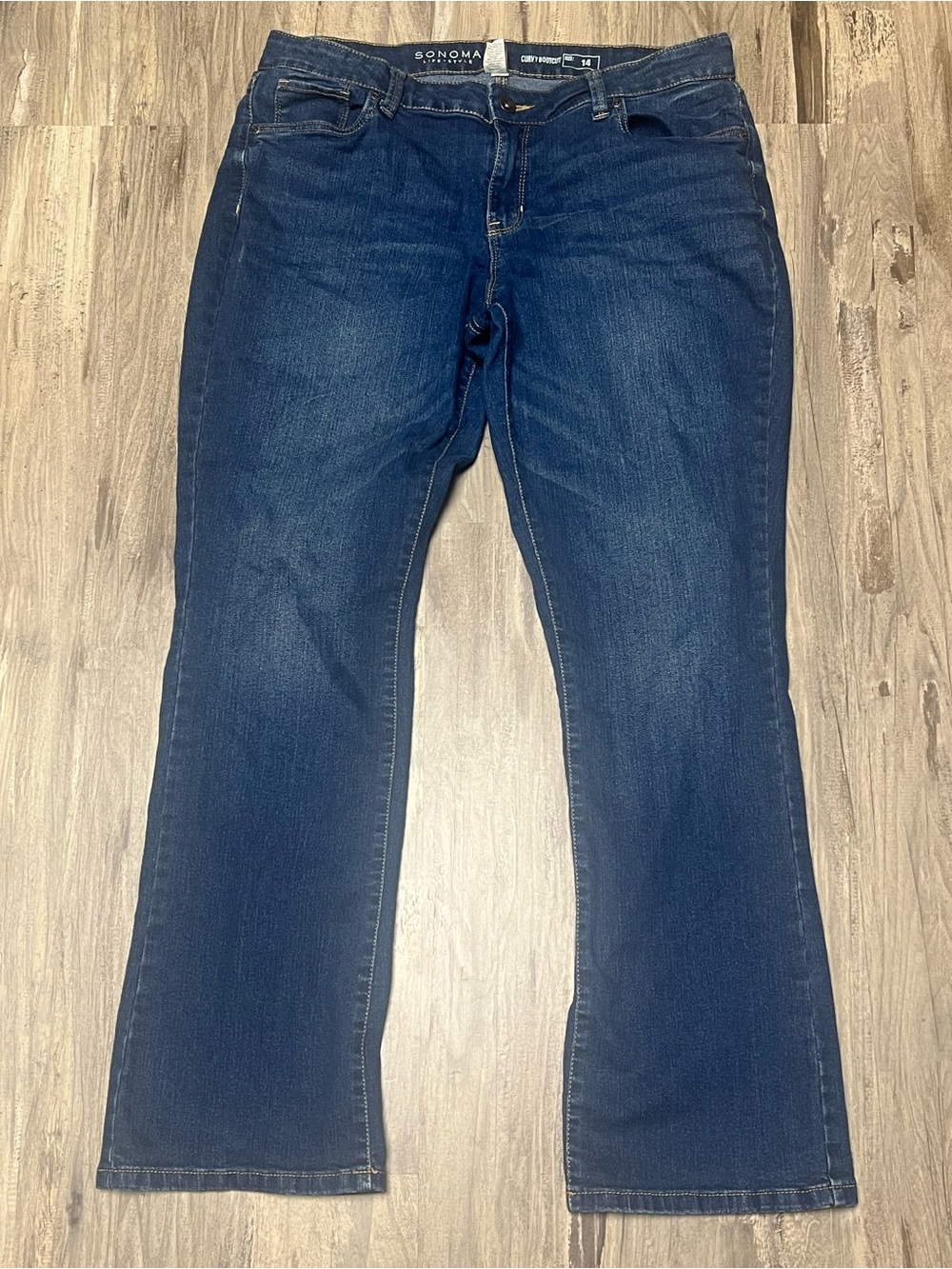 Sonoma Goods For Life Curvy Bootcut Jeans Womens 14 Dark Wash 32x31